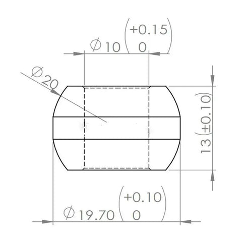 Slick Copper Iron Spherical Bearing Bushing With 10mm Bore And 20mm Sphere dimensions illustration for washing machines and electrical fans.