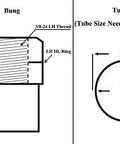 Diagram showing specifications for Heavy Duty No BS Chrome Moly Steel Spherical Rod End Kit including bung and tubing dimensions.