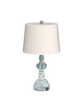 Set Of 2 Rustic Bedside Lamps With 3-Way Touch Dimming And USB Ports, Coastal Washed Blue Nightstand Lights, shown with beige shade