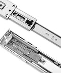 Heavy Duty 20 Inch Full Extension Drawer Slides Featuring Soft Close Ball Bearings Side Mount Cabinet Glides with shiny metal finish.