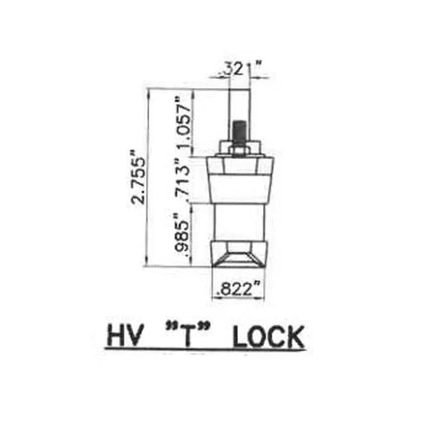 Heavy Duty T Handle Hurricane Shutter Lock For Accordion Centerfold Windows White Matched Key Hardware dimensions and design illustration.