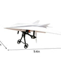 Electric Remote Control Paper Airplane DIY Kit With Gyro Stabilizer And Dual Propellers, shown with landing gear and size dimensions.