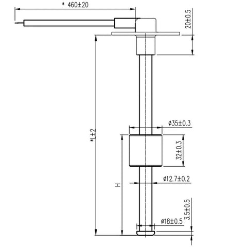 Heavy Duty Marine Fuel Sending Unit 240 To 33 Ohms Stainless Steel dimensions illustration for boat and vehicle use.