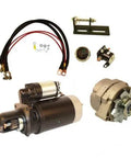 Top Shelf 12 Volt Alternator And Starter Conversion Kit For John Deere 3010 3020 4010 4020 Tractors Delco Style components with wires and mounting.