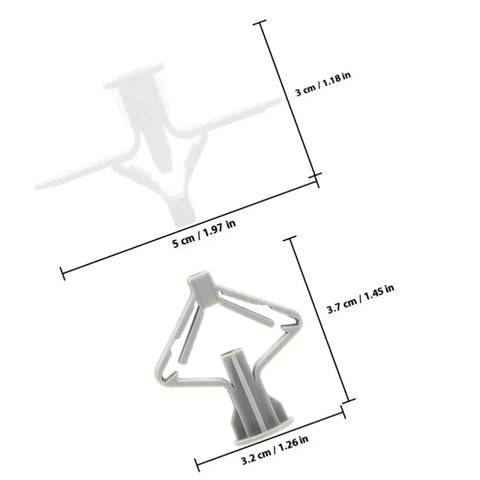 1 Set Wall Anchor Assortment For Drywall Self Drilling Butterfly Expansion Plugs ABS Nylon with size dimensions in cm and inches