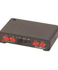 Full Featured Directional Warning Light Controller For Signalmasters, 14 Badass Patterns Plus Aux Control, Turn Signal Override, 12 To 24 Volt Box in black with control buttons.