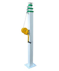 Rock Solid Hand Cranked Lifting Pole With Smooth Manual Telescopic Winch And High Strength Aluminum Frame For Hassle Free Antenna Setup Up To Eight Meters Quick Deploy in white and yellow.