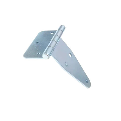 Straight Up Heavy Duty Galvanized Iron Triangle Hinge With Thickened Reinforced Arms designed for tough mechanical equipment, shown at angle.