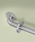 Solid As A Rock Stainless Steel Bathroom Safety Grab Bar With Slick Proof Grip Heavy Duty Support For Showers Tubs And Toilets Handles Over Five Hundred Pounds Two Piece Set angled close-up of the stainless steel grab rail wall mount.