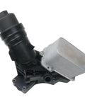 Essential Oil Filter Cooling Assembly For BMW 340i Xdrive F30 F31 F32 Models. Black plastic and aluminum design for engine cooling.