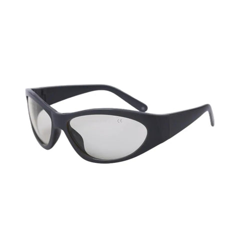 Top Tier Infrared Laser Eye Protection Glasses With OD4 Plus And OD5 Plus, black frames with clear lenses for laser safety.