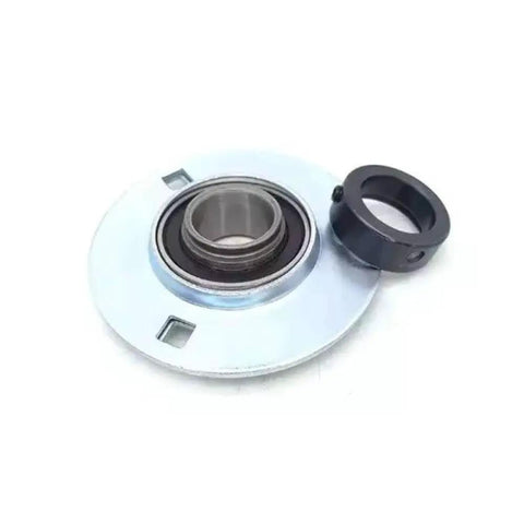 Straight Up Solid 35mm Bore Eccentric Collar Three Bolt Flange Bearing featuring zinc plated pressed steel housing.
