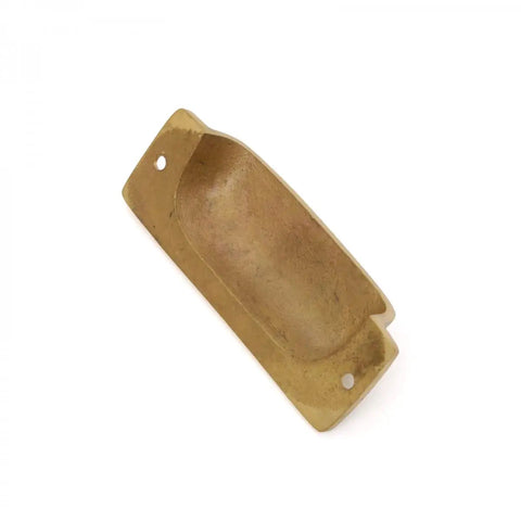Rock Solid Cast Brass Azteca Cabinet Cup Pulls With Tough Scratch Resistant Finish Durable Vintage Kitchen Drawer Hardware Pack Of Six For Easy Home Refreshes And Quick Renovations, antique brass cup pull side view.