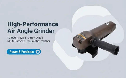 Badass Pneumatic Angle Grinder With 10000 Rpm Air Motor And 110Mm Disc For Fast Polishing Tasks, brown handheld tool, designed for automotive use.