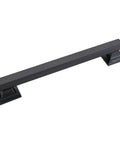 Rock Solid Matte Black Square Grab Bar for Bathroom, 24 Inch Stainless Steel Safety Rail close-up view with square ends.