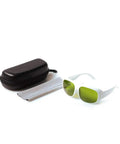 Heavy Duty 1064nm Laser Safety Glasses With Kickass Spectral Filtering For High Power Ndyag Semiconductor Operations in a case with cleaning cloth.