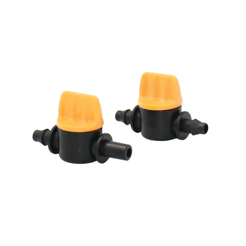 Purple Hose Barb Mini Valve Garden Tap Kit For Drip Irrigation Connectors One Quarter Inch To Six Millimeter Mist Nozzle Fittings Watering System Pack Of 20 To 150 Pieces, black plastic