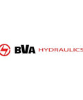 BVA Hydraulics logo on white background with red and black text and symbol