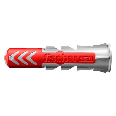 Built Tough Universal Wall Anchors For Concrete And Brick Featuring Auto Expanding Core With No Sweat Installation For Drywall And Wood Surfaces Includes One Hundred Heavy Duty Plugs In Quarter Inch Size. Red and silver wall anchor for heavy-duty mounting.