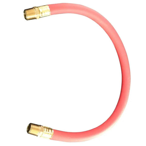 Tuff As Nails Rubber Air Hose Whip Snubber Shields Couplers From Brutal Kickback And Vibration On Impact Tools Using One Half Mnpt Ends Rated At Two Hundred Psi, flexible pink hose with brass fittings.