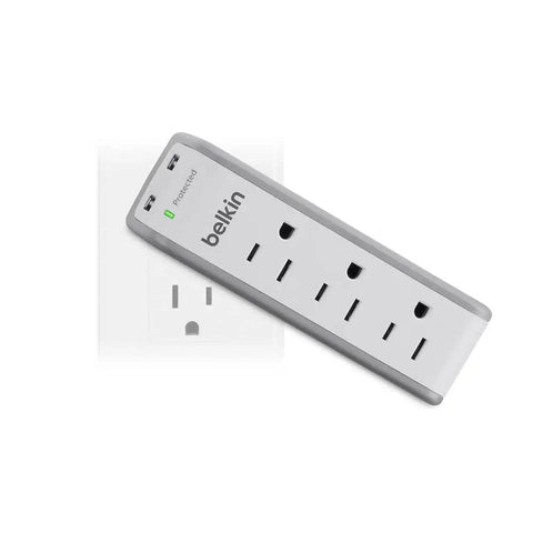 Wall Mount Surge Protector With Three AC Outlets And Two USB Ports Flat Rotating Plug Power Strip For Home Office Travel Wall Outlet Extender 918 Joules Of Surge Protection Ideal Desktop Charging Station