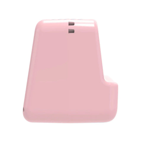 Totally Rad Pink Mini Thermal Printer With AI Voice Recognition And Built In Display showing the sleek pink design from a side angle.