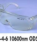 Heavy Duty Co2 Laser Safety Goggles With 10600nm Wavelength And Od5 Plus Optics Featuring Beatup Proof Polycarbonate Lenses and clear design.
