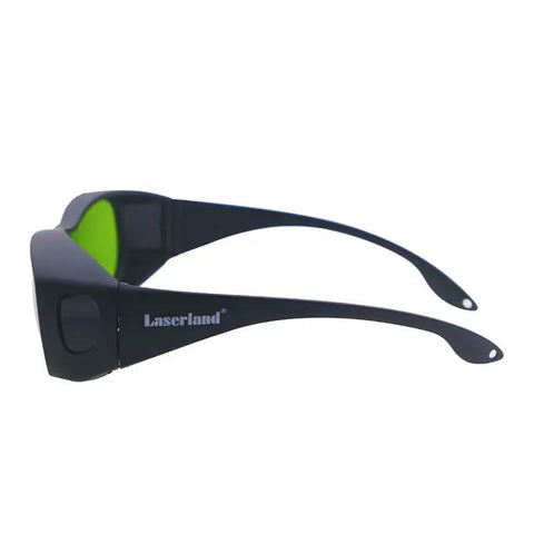 Side view of Hardcore Laser Safety Glasses With OD4 Optical Density And Heavy Duty Blocking For Fiber Yag Dpss Engraving.