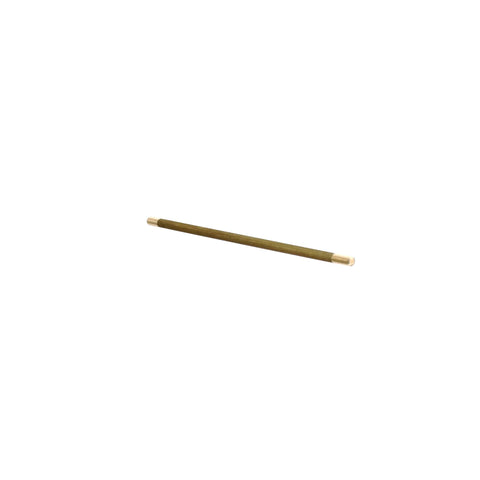 Brass float valve stem, 12 in long, dual NPT threaded ends (1/4-20 and 5/16-18).