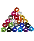 Hella Durable M4 Flat Washers Titanium Gray Aluminum Alloy Socket Head Cap Screw Hardware Set One Hundred Pack with various colored washers