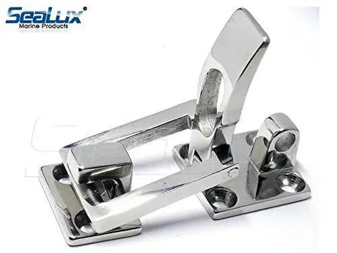 Rock Solid Heavy Duty Flat Surface Mounting Hatch Lock With Ironclad Anti Shake Clamping Catch Secure Fastener For Boat RV Truck Camper Marine Grade 316 Stainless Steel Tough Build Quality, showcasing 316 stainless steel construction.