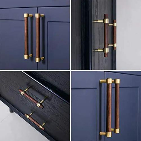 Heavy Duty Drop In Cabinet Handles 2 36 Inch Retro Style Furniture Pulls With Solid Brass And Smooth Walnut Insert Dang Solid Feel For Kitchen Cupboard Or Bedroom Dresser Easy Swap on blue and dark cabinets.