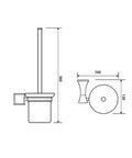 Heavy Duty Wall Mounted Toilet Brush Holder With Glass Cup Delivers Slick Bathroom Storage Using Durable Chrome Finish dimensions diagram