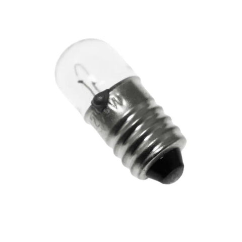 Close-up of 12V 3W E10 Warm White miniature screw base light bulb from the 20 Pack Of Premium Quality Epic 12V 3W E10 Warm White Miniature Screw Base Light Bulbs That Handle The Grind For Circuit Testing Equipment Inspection And Socket Replacement Without Breaking A Sweat.