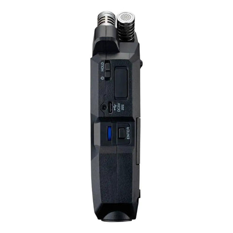 Hustle Ready Podcast Creator Kit Featuring A Sick Four Channel Handheld Recorder showing side view with control buttons.