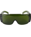 Top Shelf Fiber Laser Eye Protection Glasses With 1064Nm Coverage And OD Six Plus close-up of dark green safety goggles
