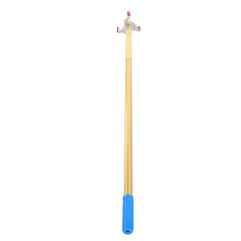 Heavy Duty Smoke Detector Removal Tool With Telescopic Aluminum Pole featuring auto grip snap head, vertical view showcasing pole length.
