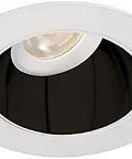 Tesla Pro 3.5 Inch LED Round Adjustable Trim With Light Engine, 0-30 Degree Tilt, 3000K Narrow Beam, Slick Black White Finish