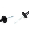 Close-up of black rivets from Aluminum Blind Rivet Kit With 200 Piece Assortment In 3.2, 4.0, 4.8mm Sizes, Oxidized Finish