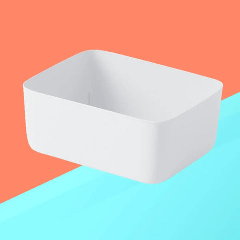 Stackable White Plastic Drawer Organizers For Bras Socks And Underwear Open Top Storage Bins, rectangular design.