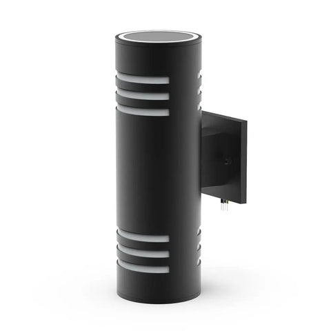 Prime Pick Modern Up Down Outdoor Wall Lights, Zero Hassle Black Aluminum Porch Sconces With Tough Water Shield E26 Mount For Driveway And Garage Space, 2 Pack side view of matte black outdoor wall sconce