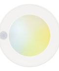 4 Inch Field Selectable 5CCT LED Motion Sensor Ceiling Light For Closets, No Fuss 120V Wiring, Round White, front view