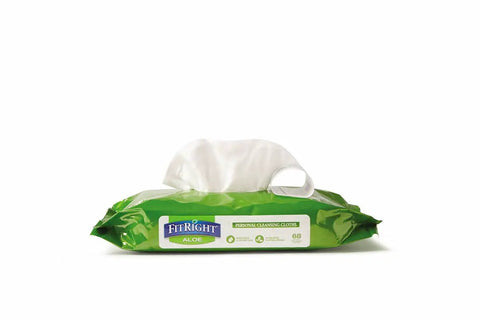 Aloe Based Personal Cleansing Wipes For Sensitive Skin, Scented, Large 8 By 10 Inch Incontinence Wipes, 68 Count Pack