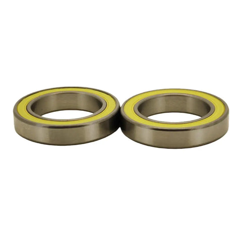 2-Pack Hybrid Ceramic Bearings 6803-2RS 17x26x5mm ABEC-3 Si3N4 Deep Groove Ball Bearings close-up view with yellow seals.