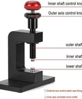 Precision tool for watch repair featuring inner and outer shaft control knobs, sturdy base for DIY adjustments.