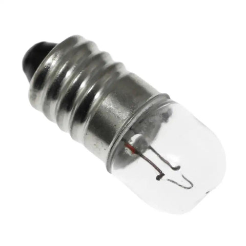 20 Pack Of Premium Quality Epic 12V 3W E10 Warm White Miniature Screw Base Light Bulbs That Handle The Grind For Circuit Testing Equipment Inspection And Socket Replacement Without Breaking A Sweat, close-up of single bulb.