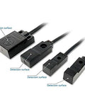 12 To 24V DC Inductive Proximity Sensor Switch NPN Normally Open 3 Wire Metal Detector, various angles shown, detection surfaces marked