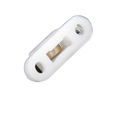 Slide Like Butter Heavy Duty Plastic Steel Sliding Door Rollers And Window Pulley Bearings Double Flat Replacement Hardware For Easy Gliding 10 Piece Set, close-up view of a white plastic pulley roller.