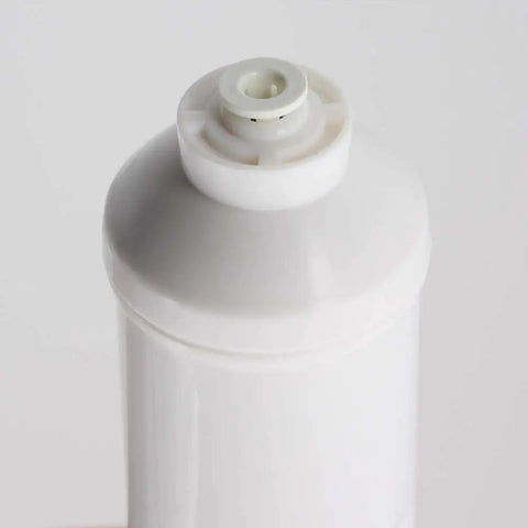 Heavy Duty Inline Carbon Water Filter For Smooth Sipping Tap And Reverse Osmosis With Quarter Inch Quick Connect Coconut Shell Cartridge, top view.