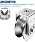 Rock Solid 2 Inch V Groove Pulley Pack Premium 304 Stainless Steel Cable Rollers built tough for heavy duty rigging close-up.